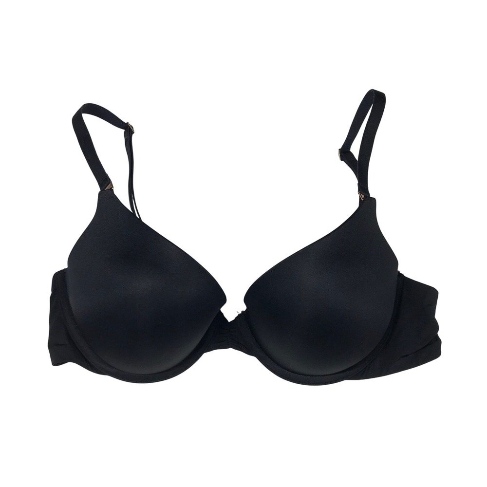 Aerie Day to Play Plunge Bra Black Underwire Molded Cup Rose Gold Hardware 34D